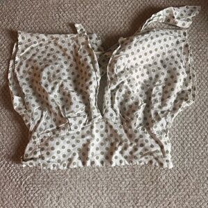 Zara White Ruched Ruffled Blouse